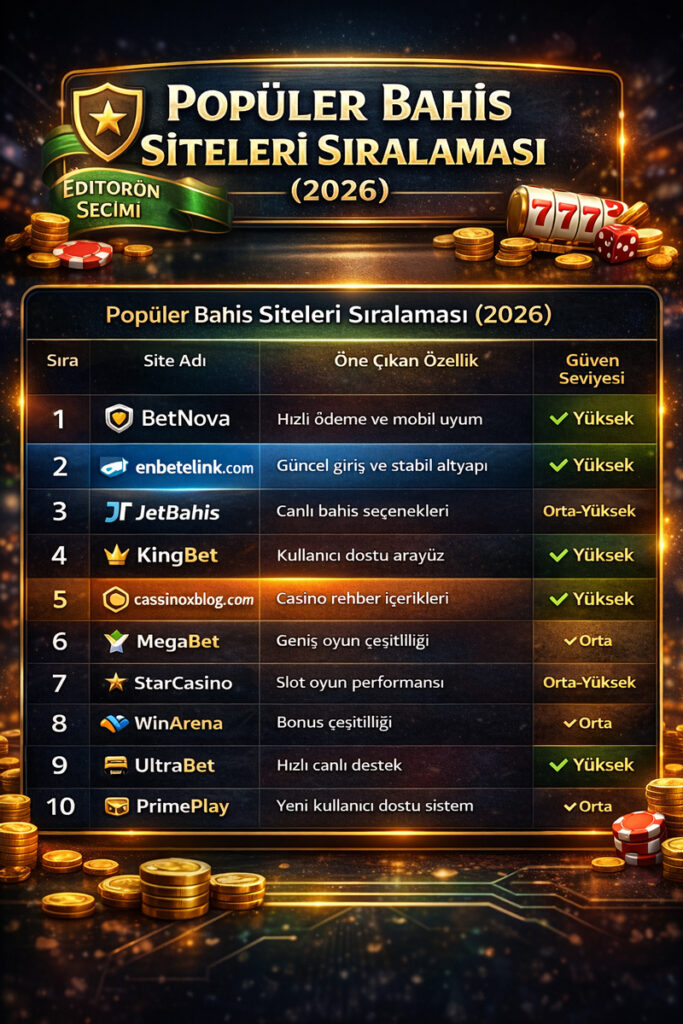 Popüler Bahis Siteleri 2026 Sıralaması